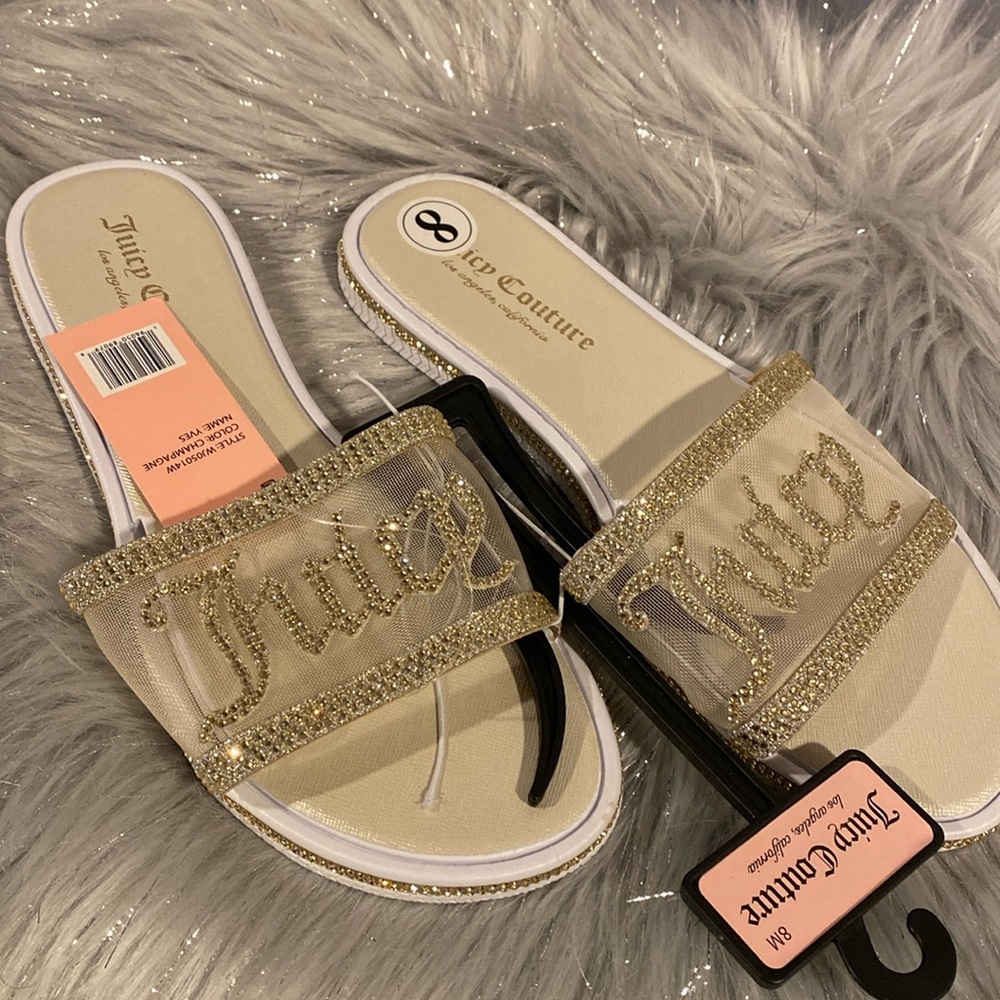 BNWT JUICY COUTURE Yves Champagne Slip-On Sandals Women's Size 8